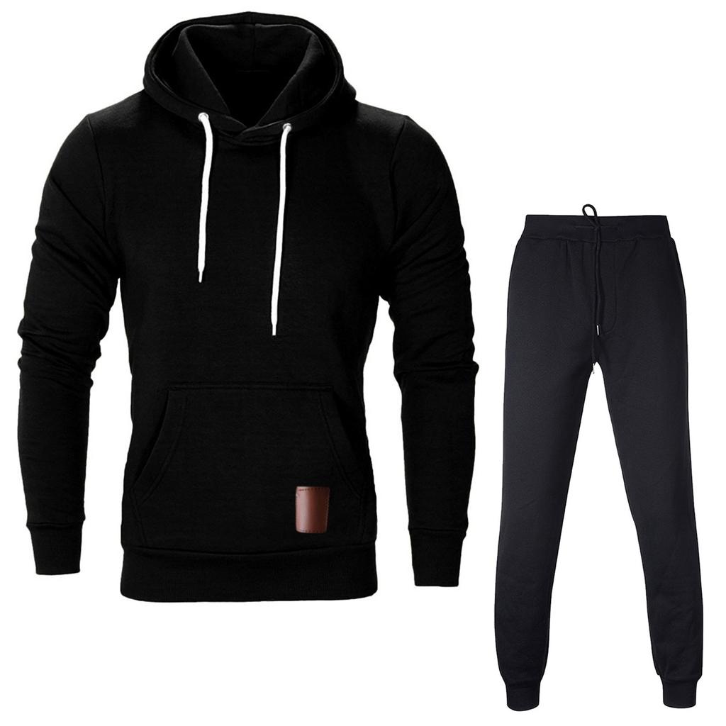 Men's Winter Pocket Sweatshirt Top Pants Sets Sports Suit Tracksuit