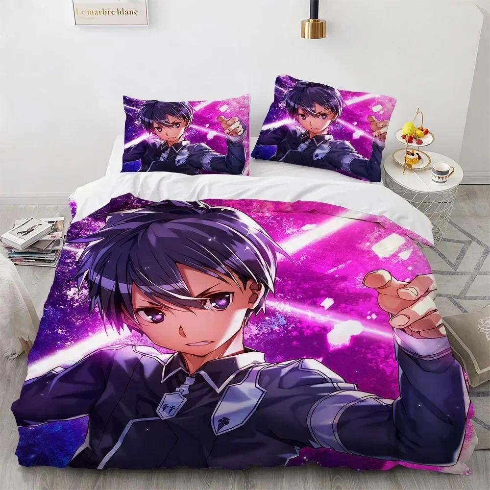 Sword Art Online Bedding Set Printed Bed Set With Pillowcase Duvet Cover Soft Single Double Queen Super King Size Adults Kids
