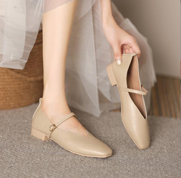 

Женские элегантные французские туфли Мэри Джейн с квадратным носком, повседневные балетки, женские летние лоферы, женские ретро туфли на низком каблуке с мягкой подошвой 33