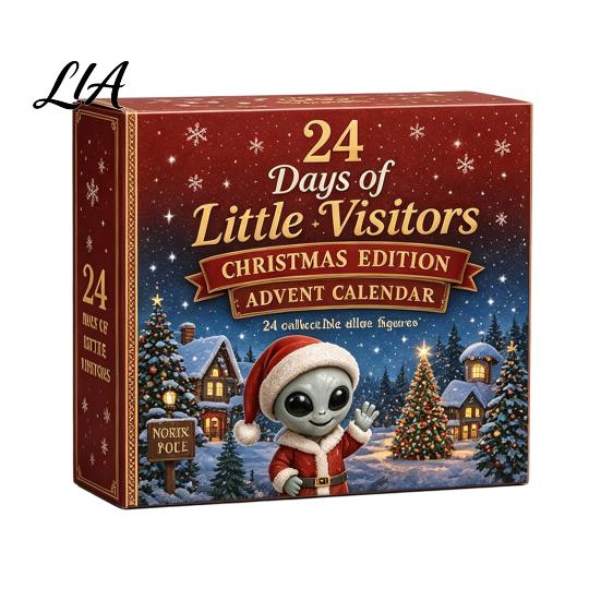 Holiday Countdown Calendar with Ornaments 2026 Spirit Advent Calendar, 24-Day Mini Figure Set, Elf Alien Christmas Decoration Fairy Ornament