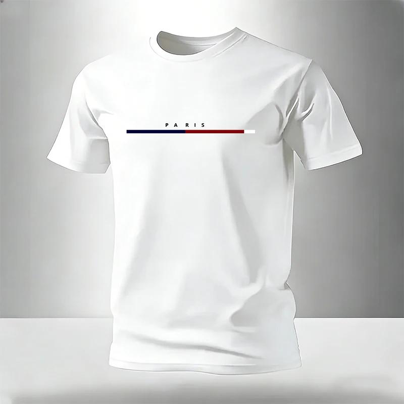 Men's Set T-shirt and Sweatpants Paris Print Summer Short Sleeve Tracksuit Male Home Outdoor Comfort Casual Tees