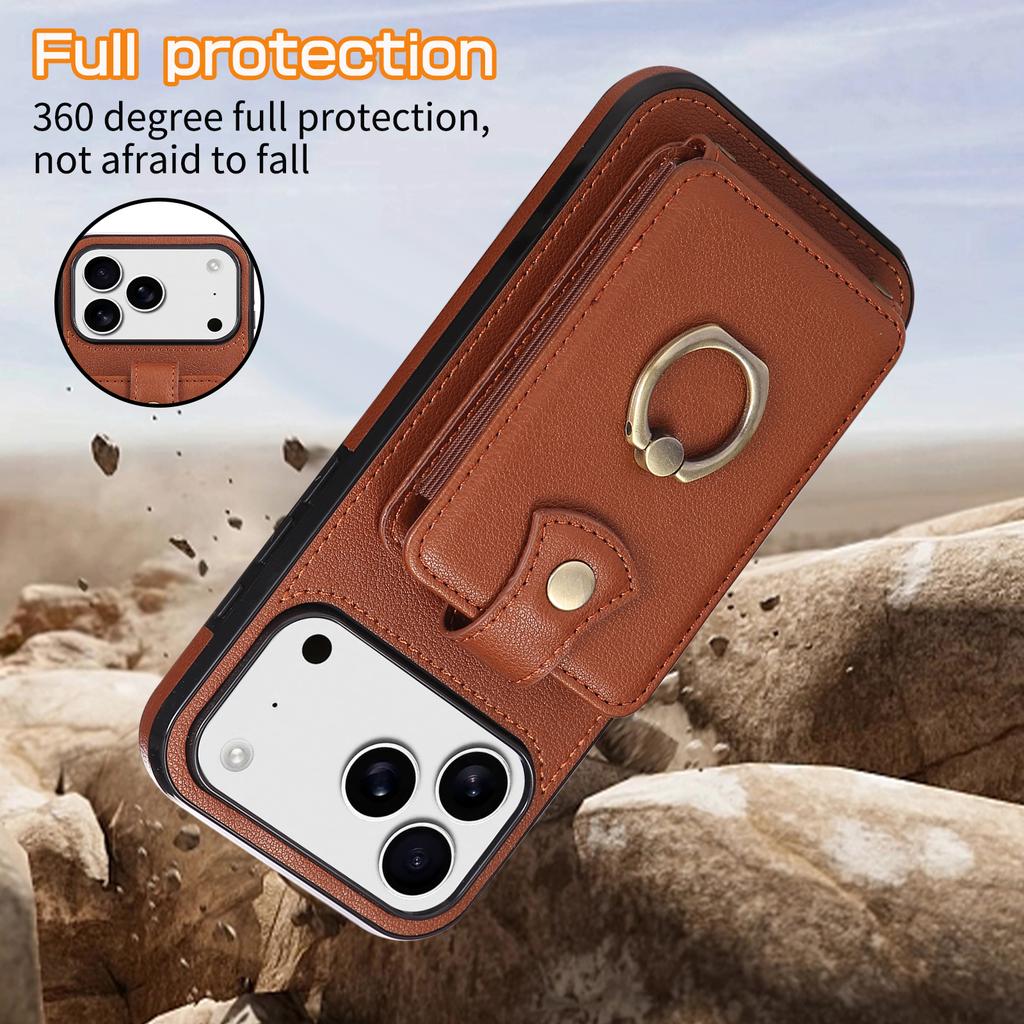 Crossbody Zipper Card Solt Wallet Leather Case For iPhone 17 Pro Max 16 15 14 13 12 11 Plus 16E Lanyard Bag Ring Holder Cover