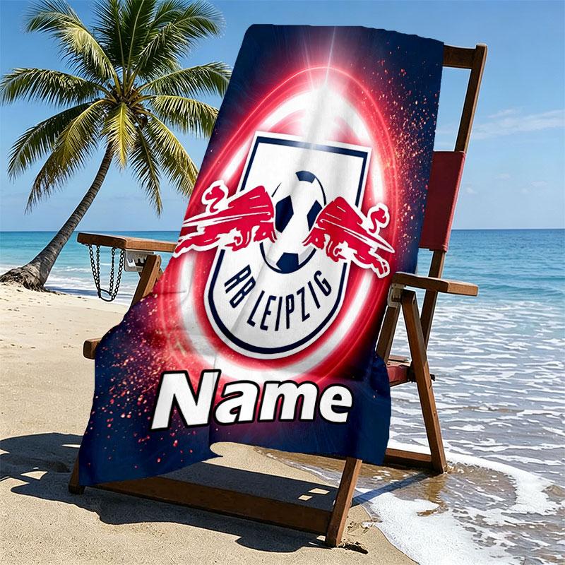 Personalisierter RB Leipzig Strandtuch mit individuellem Namen, für Reise, Camping, Strandparty, Heimdekoration, Geburtstagsgeschenk für Familie & Freunde