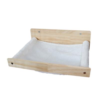 Natural Wood Cats Hammocks Wall Mounted Double Use for Indoor Cats Comfortable and Safety