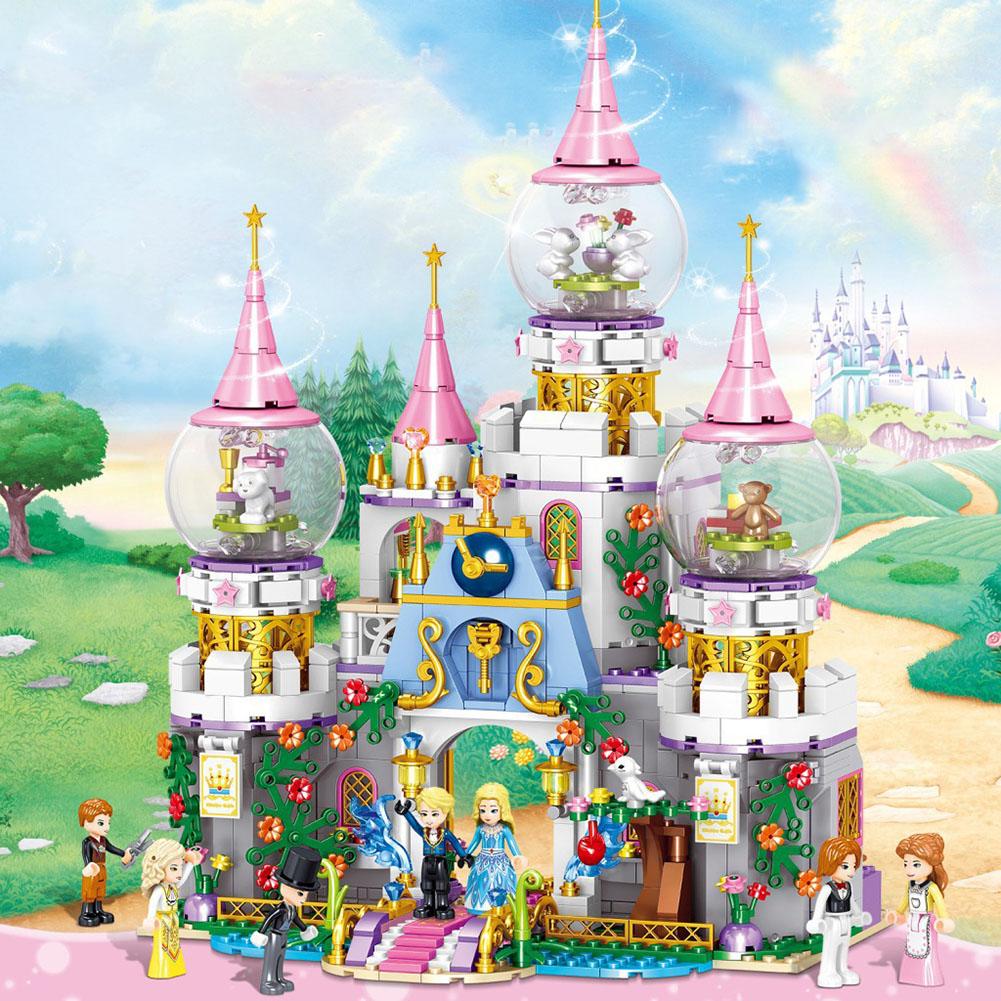 Girls Castle Building Blocks Kit Sweet Princess Style House City Model Diy Assembled Enlighten Bricks Toys Ornaments Children Gift