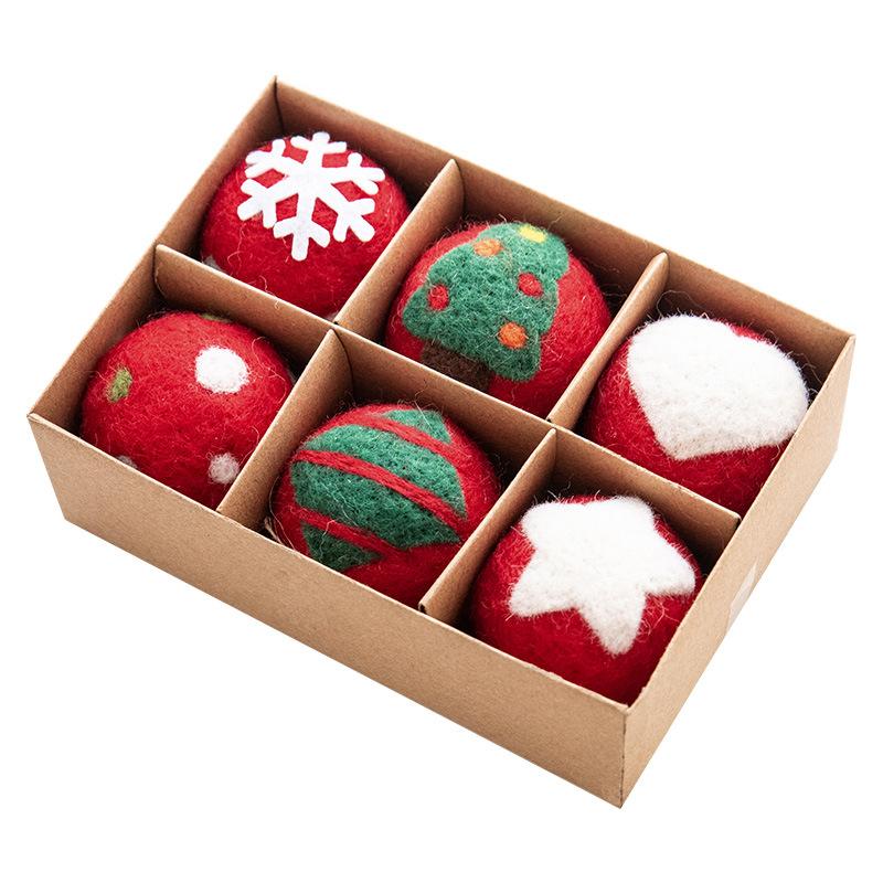 INS Snowflake Christmas Tree Decorative Ball Wool Felt DIY Material Small Pendant Christmas Decorations Holiday Atmosphere Props
