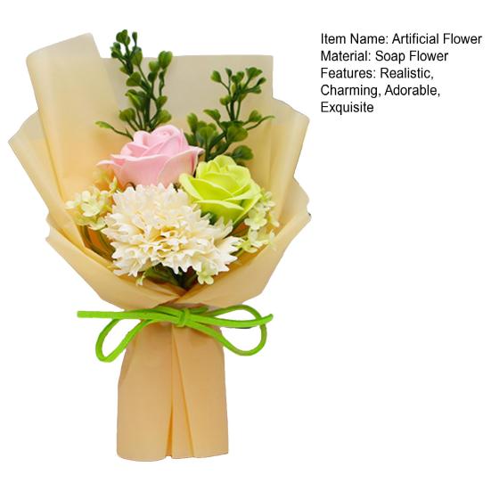 Soap Flower Bouquet Scented Artificial Carnation Rose Flower Bouquet for Women Mom Wife Best Friend Birthday Christmas Valentine's Day