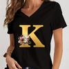 Vintage Flower Alphabet Graphic T Shirts Women Alphabet Rose Gold Essential Women Clothing Gift for Alphabet Floral Lover Tshirt