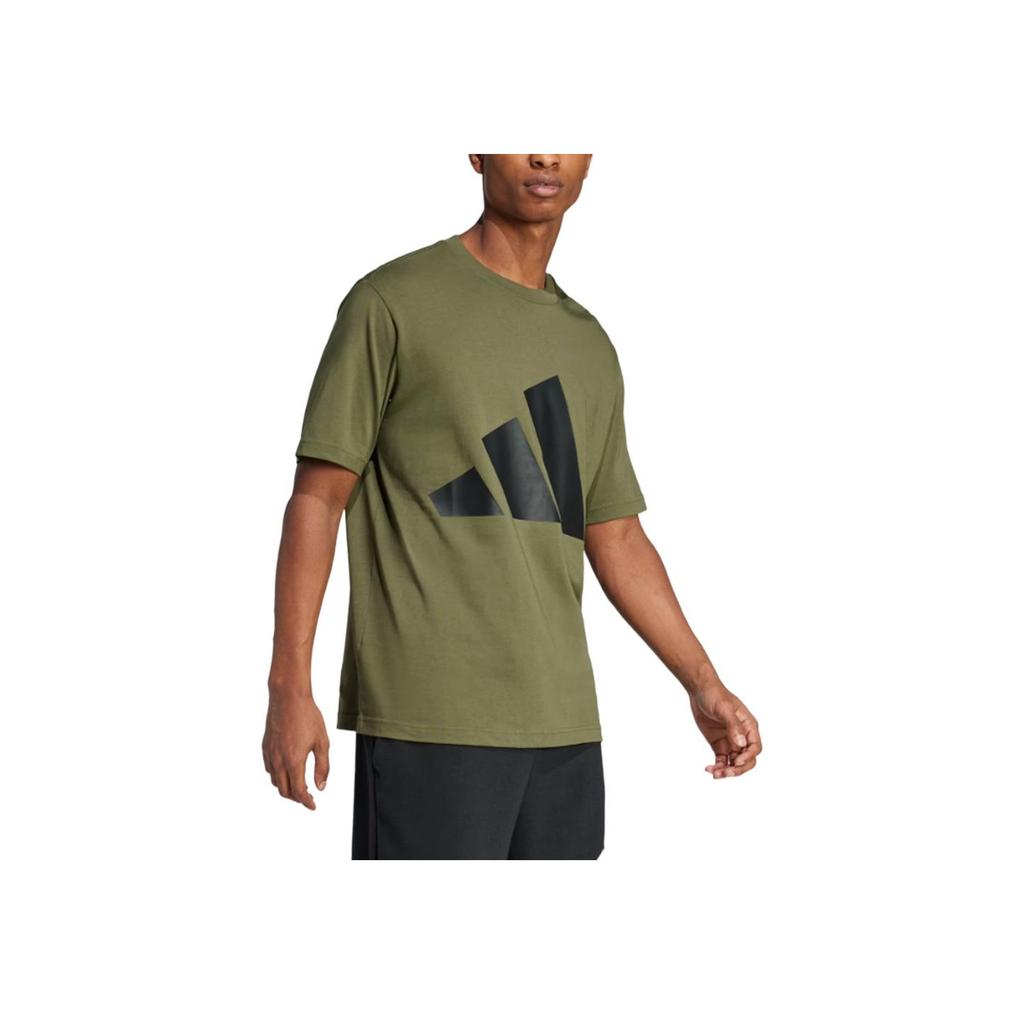Adidas Logo Crew Neck Short Sleeve T-Shirt Men Tops Olive-Green JE8931