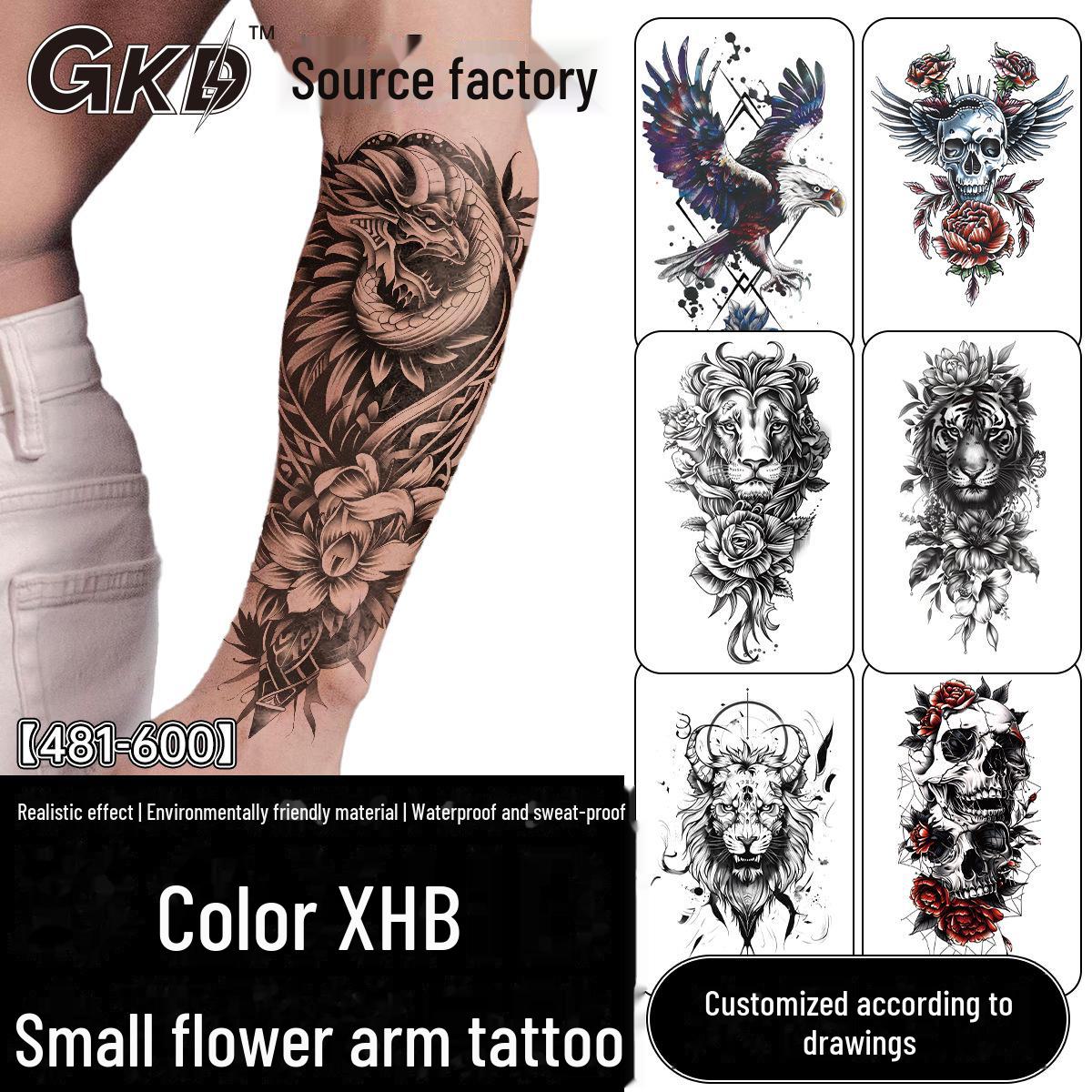 

Waterproof Black Animal Half-Arm Tattoo Stickers 114*210MM