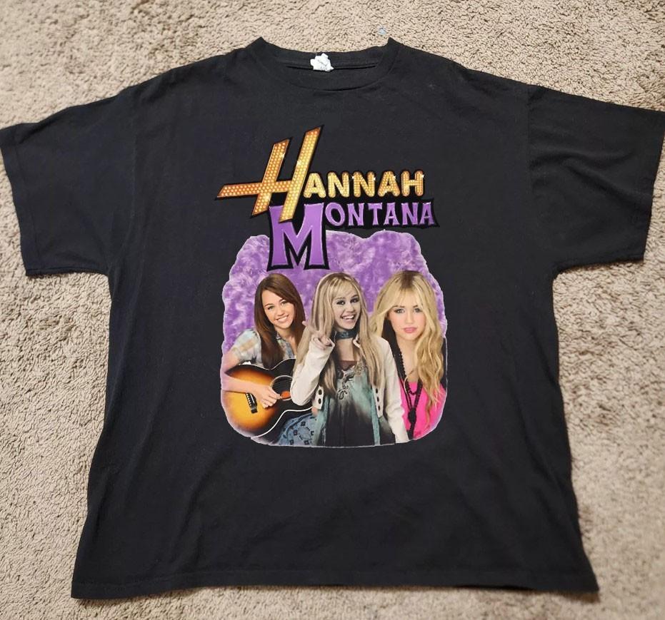 Hannah Montana Miley Cyrus cotton black t-shirt QT7382 S