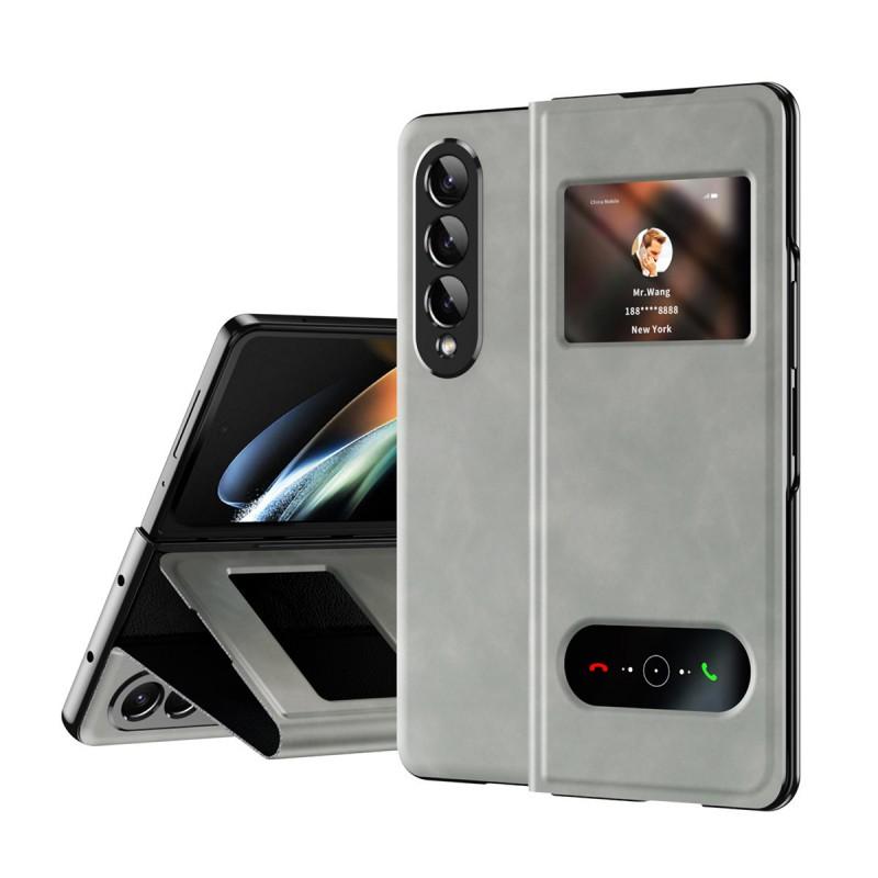Premium Nappa Texture Flip Case With Stand Galaxy Z Fold 8 7 6 5 4 3 2 - Matte PU Leather Cover Anti-Fingerprint