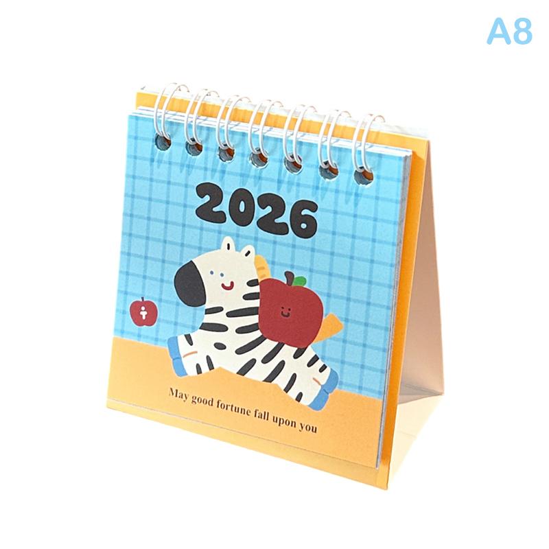 2026 Horse Year Mini Desk Calendar Cartoon Portable Coil Monthly Calendar Planner Office And Home Decor New Year'S Present