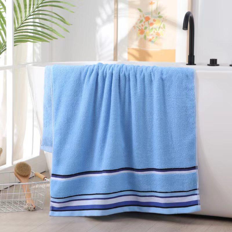 1pc 100% Cotton Bath Towel - Ultra-Soft High Absorbency, Lightweight & Portable for Travel, Spa, Beach - Modern Striped Design