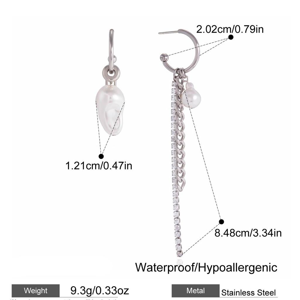  Imitation Pearl Cuban Chain Pendant Tassel Earrings Stainless Steel 18k Pvd Plated Texture Attractive Jewelry Waterproof