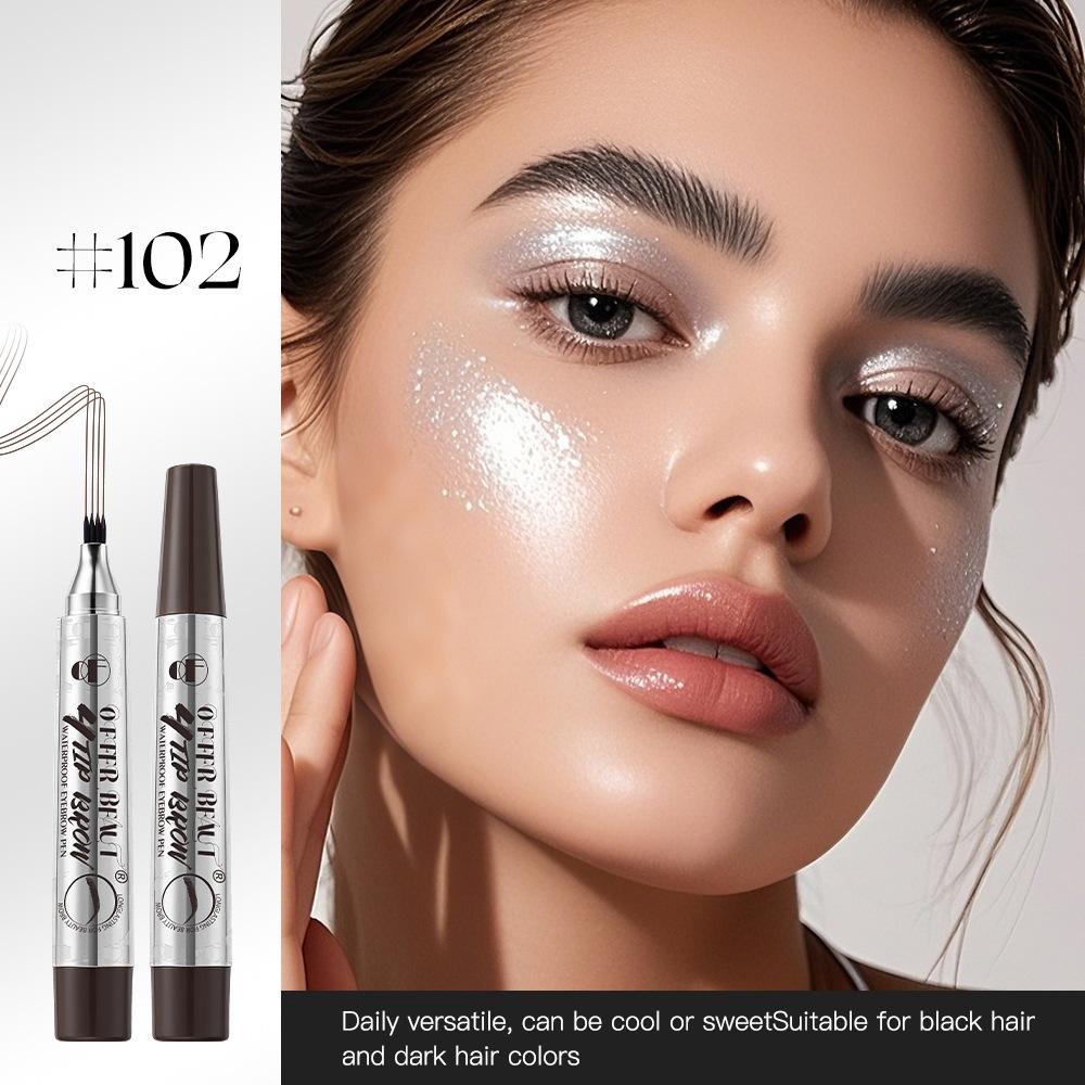 Makeup black technology has distinct roots and long-lasting styling, natural waterproof, wild water-based 4-fork eyebrow pencil