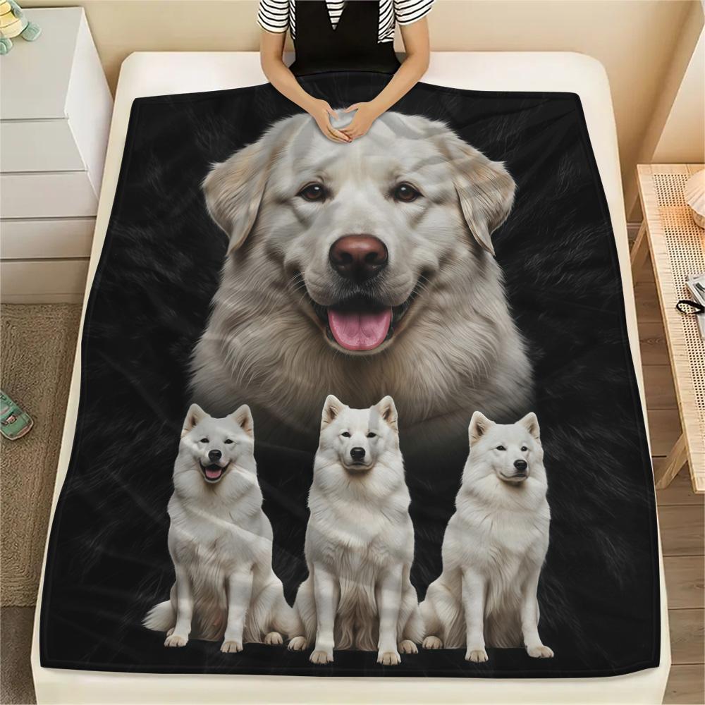1PC Cute pets Print Flannel Blanket, High quality Comfortable for All Seasons, Home Decor, Warmth and Comfort, Perfect for Christmas Gifts