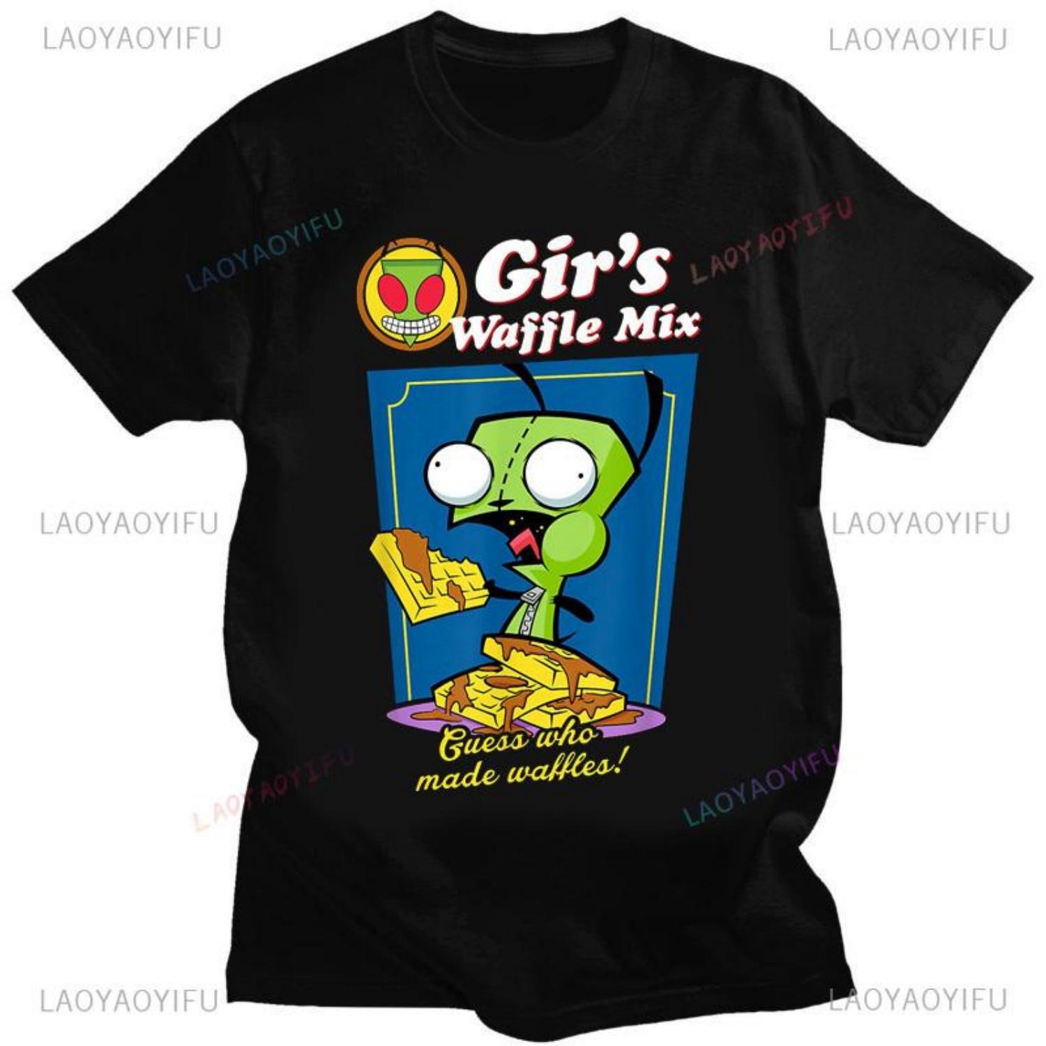 

Cute Cartoon Invader Zim Gir Graphic Tshirt Image Cotton Women Men Retro Tees Unisex Adult Harajuku Fun Fashion Streetwear Tops XXXXXL чорний