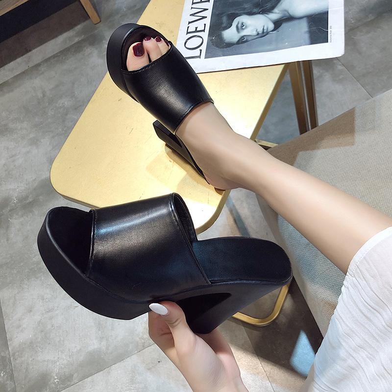 Fashion Aphixta 2025 Summer 7cm Chunky Heels Slides Women Mules White Design Platform Slippers Sandal Cool Peep Toe Shoes Female