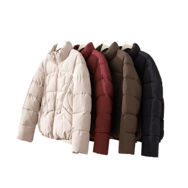 Cross-border autumn and winter new light cotton clothes women's short fashion foreign style loose stand-up collar warm jacket