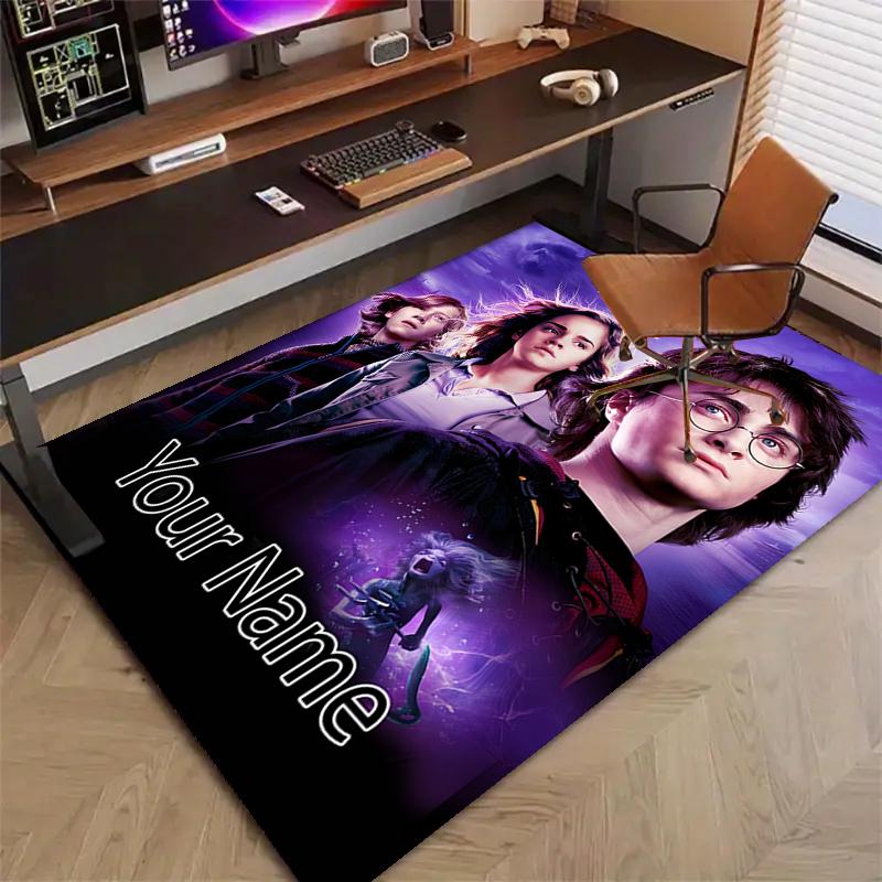 Hogwarts Design Area Rug Personalized Name- Non-Slip, Soft & Cozy Floor Mat for Living Room, Office - Indoor/Outdoor Carpet
