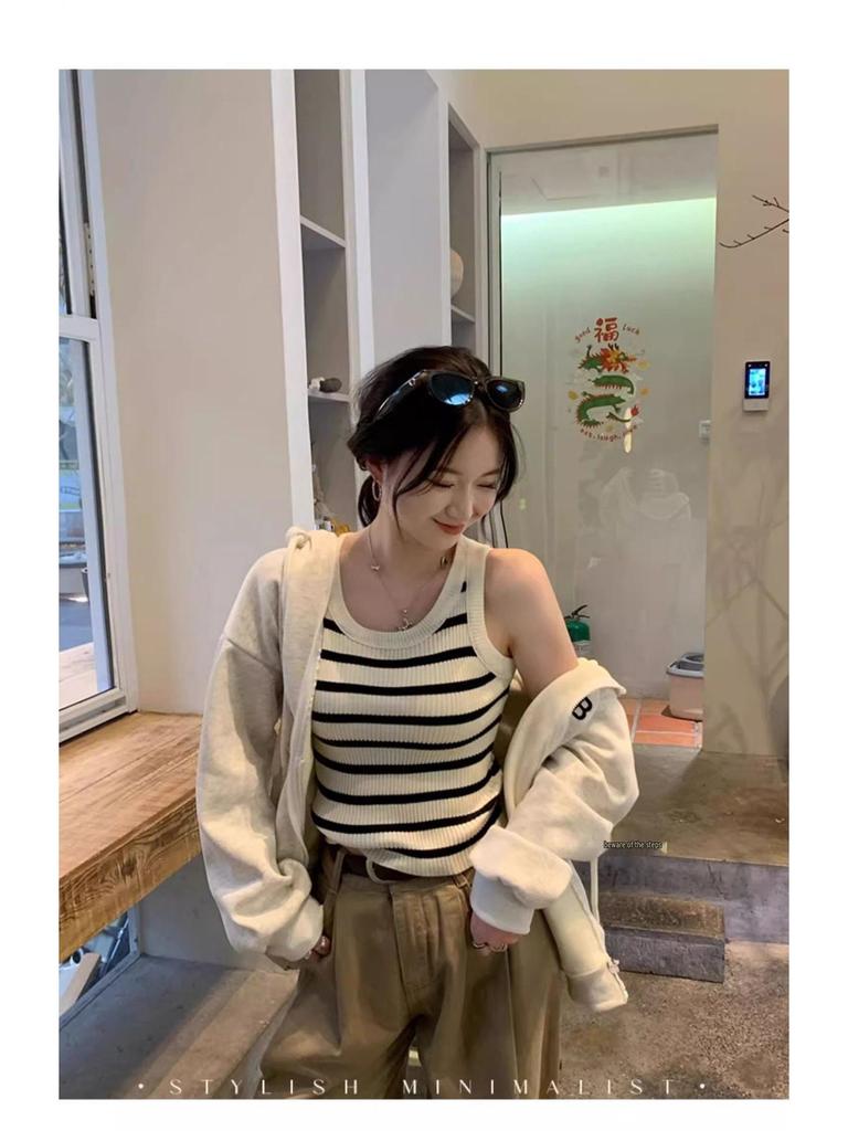 Women's Striped Knit Tank Top - 2024 Summer Slimming Style
