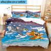 3PCS Cat And Mouse In Flowers 3pcs Bedding,Including 3PCS Duvet Cover And 2pcs Pillowcases Perfect for Christmas,Ideal for Bedroom, Dormitory