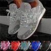 Stylish Women's Glitter Mesh Sneakers Plus Size Vulcanized Lace-Up Platform Casual Shoes for Outdoor & Sport Activities