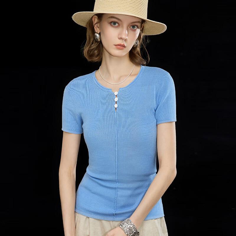 Wudao Silk Blend Breathable Knit Short-Sleeve Top