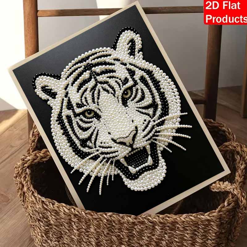 DIY Pearl Diamond Art Painting Kits for Adult and Beginners, Fierce Tiger Sparkling Painting Craft Home Wall Decor Handmade Gift