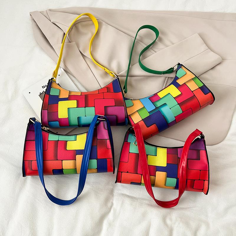 

Женская красочная сумка через плечо, классический ретро кошелек, клатч, сумка через плечо с застежкой-молнией для женщин
