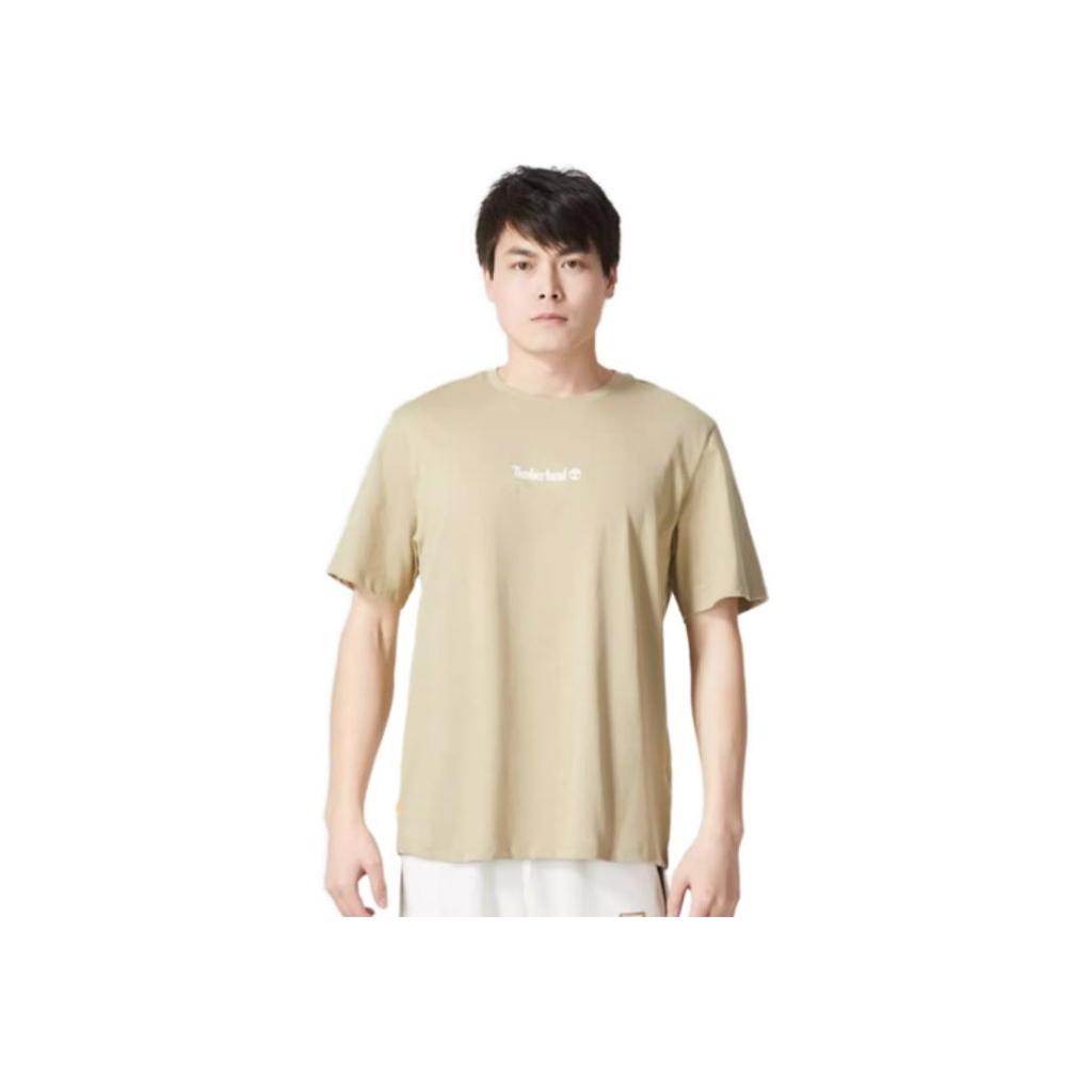 Timberland Letter Print Round Neck Short Sleeve Drop Shoulder T-Shirt Unisex T-Shirts Licorice-Yellow A6QGS-DH4