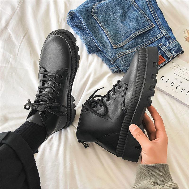 Boots Men 'S Non -Slip Waterproof Winter Men 'S Shoes High -Top Tooling Platform Short Boots British All -Match Army Boots Men