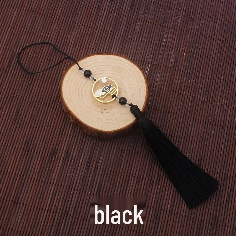 Colorful Clouds Chasing the Moon Tassel Pendant for Hanfu Qipao - 12CM Fan Lantern Jade Lapel Accessory