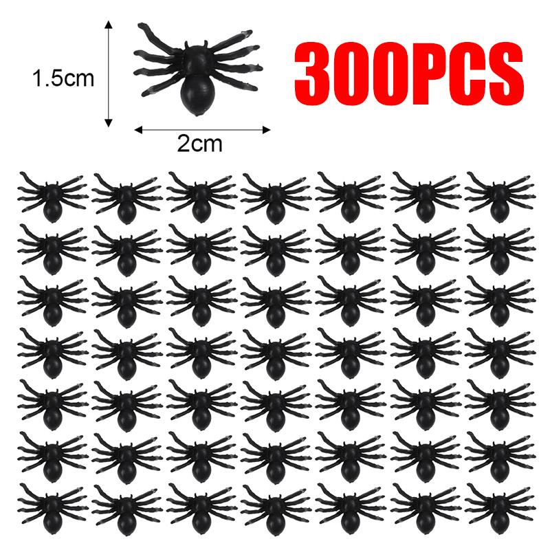 50/500PCS Small Fake Black Spiders Halloween Decoration Horror Spider DIY Party Haunted House Prop Lifelike Insects Tricky Toys 5
