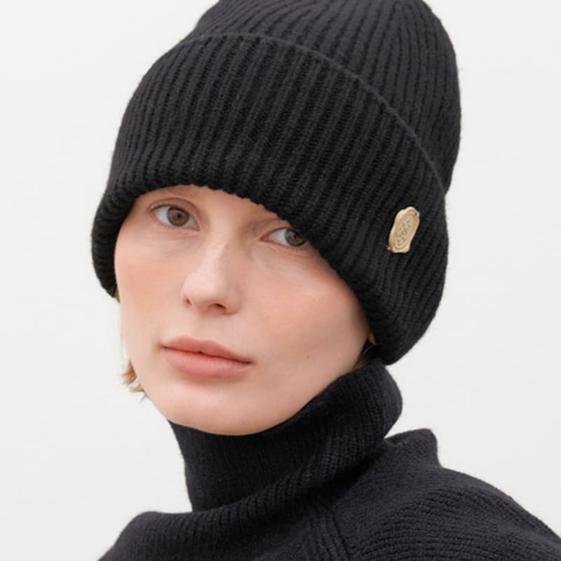 

halden шерсть 100 вязаная шапка (C054_черный) black