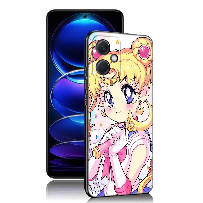 Θήκη Κινητού Σιλικόνης Μαύρη Anime Sailor Moon Για Xiaomi Redmi Note 10 11 11S 12 13 4G 8 9 11T Pro 5G Plus 8T 9S 10S 12S