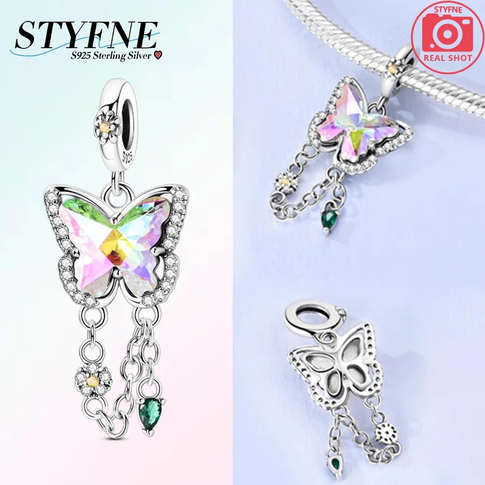 Silver 925 Van Gogh Heart Colorful Butterfly Beads Luminous Firely Charms Fit Bracelet for Women DIY Fine Jewelry Gift