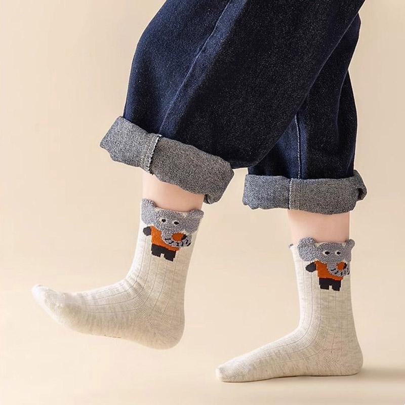 5 Perechi Șosete Medii pentru Copii cu Animale Desen Animat Toamnă Iarnă Ciorapi Calzi 2-12 Ani Băieți Fete Bumbac pentru Bebeluși Șosete Încălțăminte pentru Copii