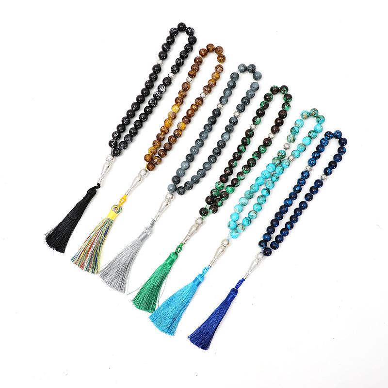 Middle East Islamic Prayer Beads: 33 Large 10mm Flower Glass Beads Ornament