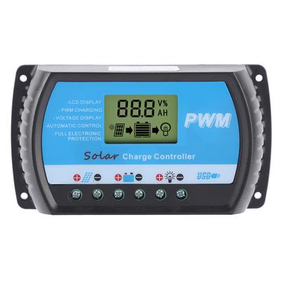 12V 24V PWM Solar Controllers LCD Display Solar Charge Controller with USB (30A)