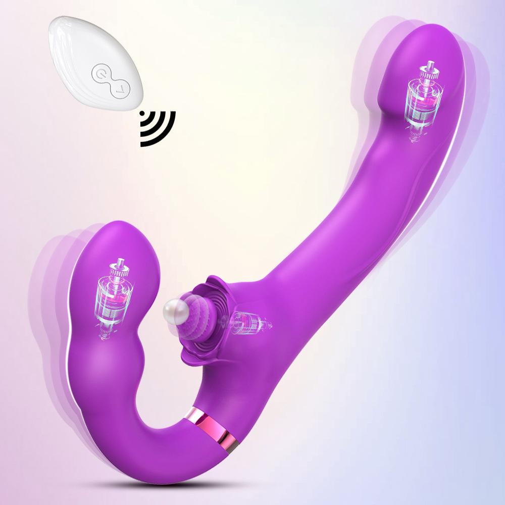 Double Shock Flapping Stick Women's Masturbation Stick Magnetic Absorption Charging Silicone Vibration Stick Wireless Remote Control Adult Products