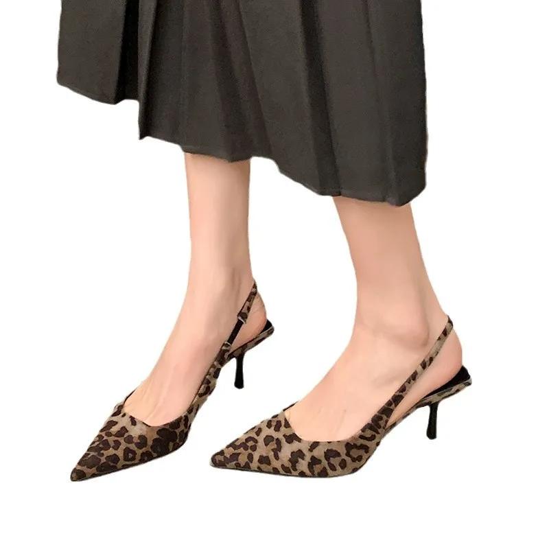 Hot Selling Summer New High-heeled Women's Sandals Fashionable Pointed Toe Sexy Stiletto Heels Leopard Print Women's High Heel