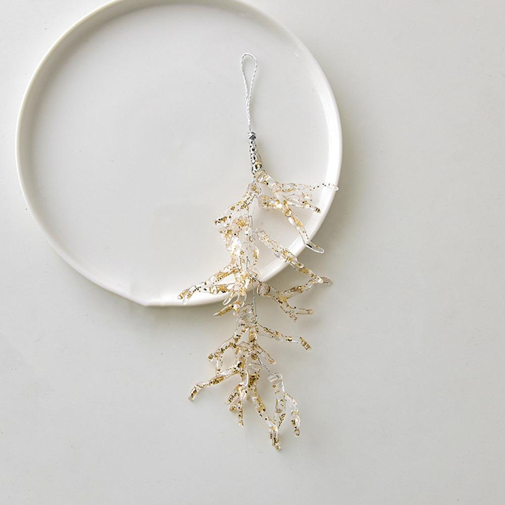 Realistic Glitter Christmas Branches Acrylic Xmas Tree Hanging Ornament  Holiday Party
