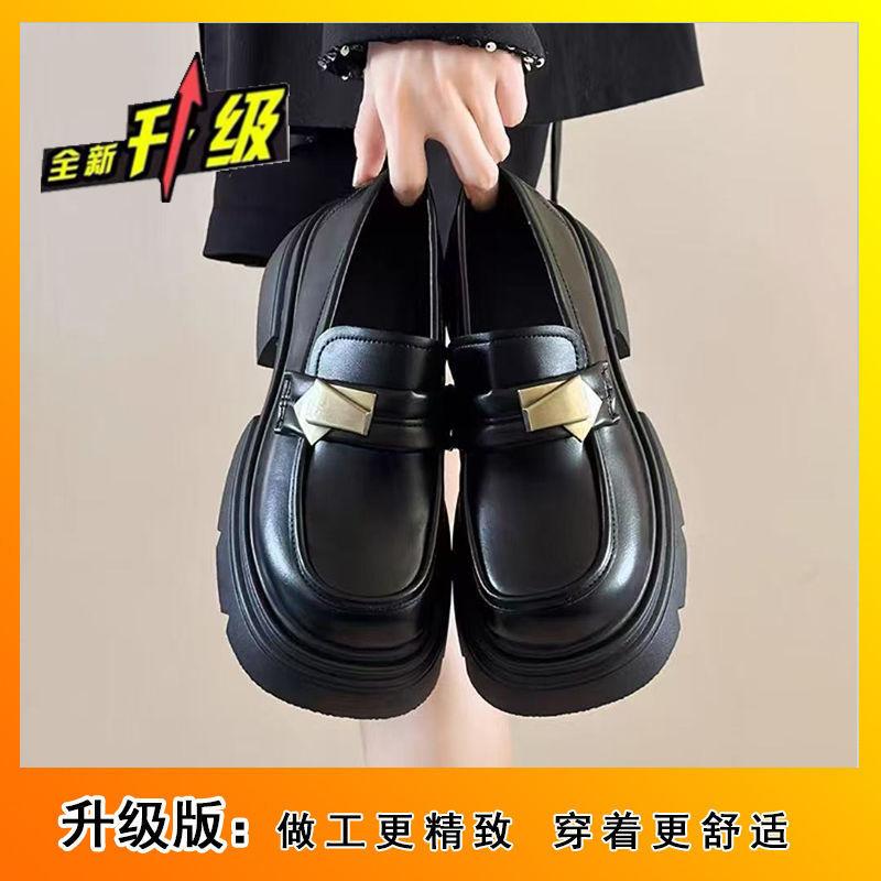 

Black loafers one-pedal single shoes Mary Jane women s shoes 2024 spring new platform British style small leather shoes women 40