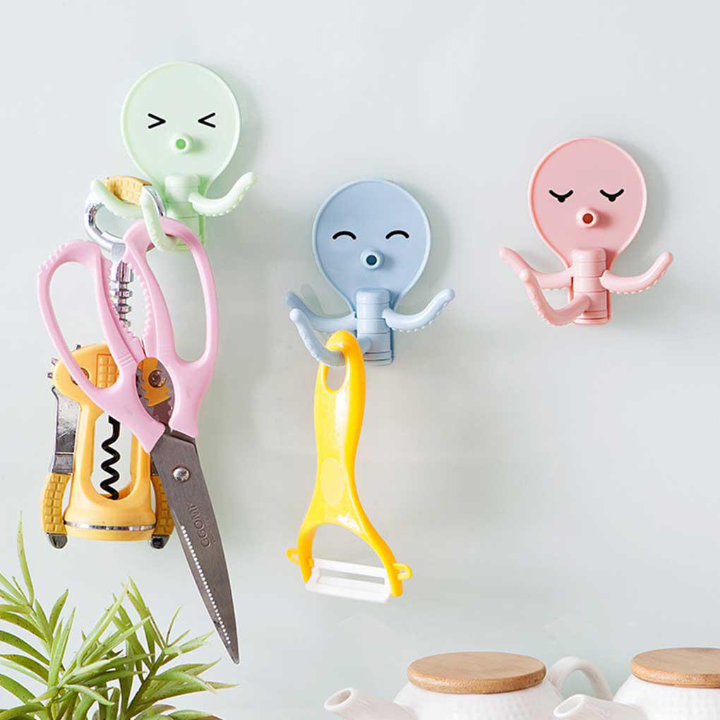 Cute Wall Hook Kitchen Bathroom Nail-free Door Hook Hanger Hat Keys Scarf Organizer
