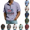 Men's Casual Loose American Independence Day Printed T-shirt Lapel Short Sleeve Daily Tops