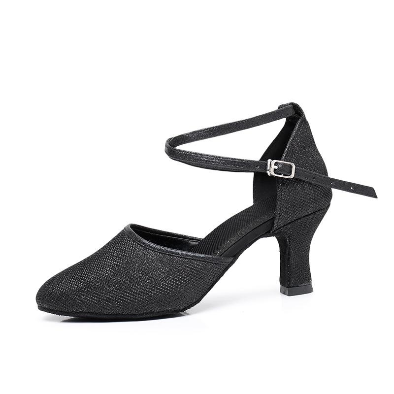 Moderne Latein-Tanzschuhe für Damen, Weiche Sohle, Mittelhoher Absatz, Zehenkappe, für Erwachsene und Große Kinder