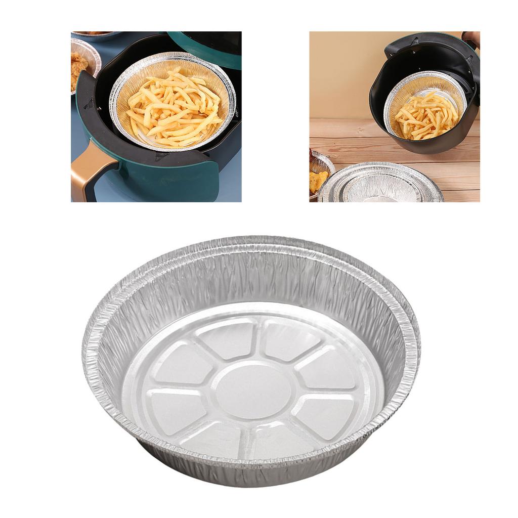 10pcs 7in Aluminum Foil Pans Round Shaped Disposable Cookware Air Fryer Tin Foil Tray for Household