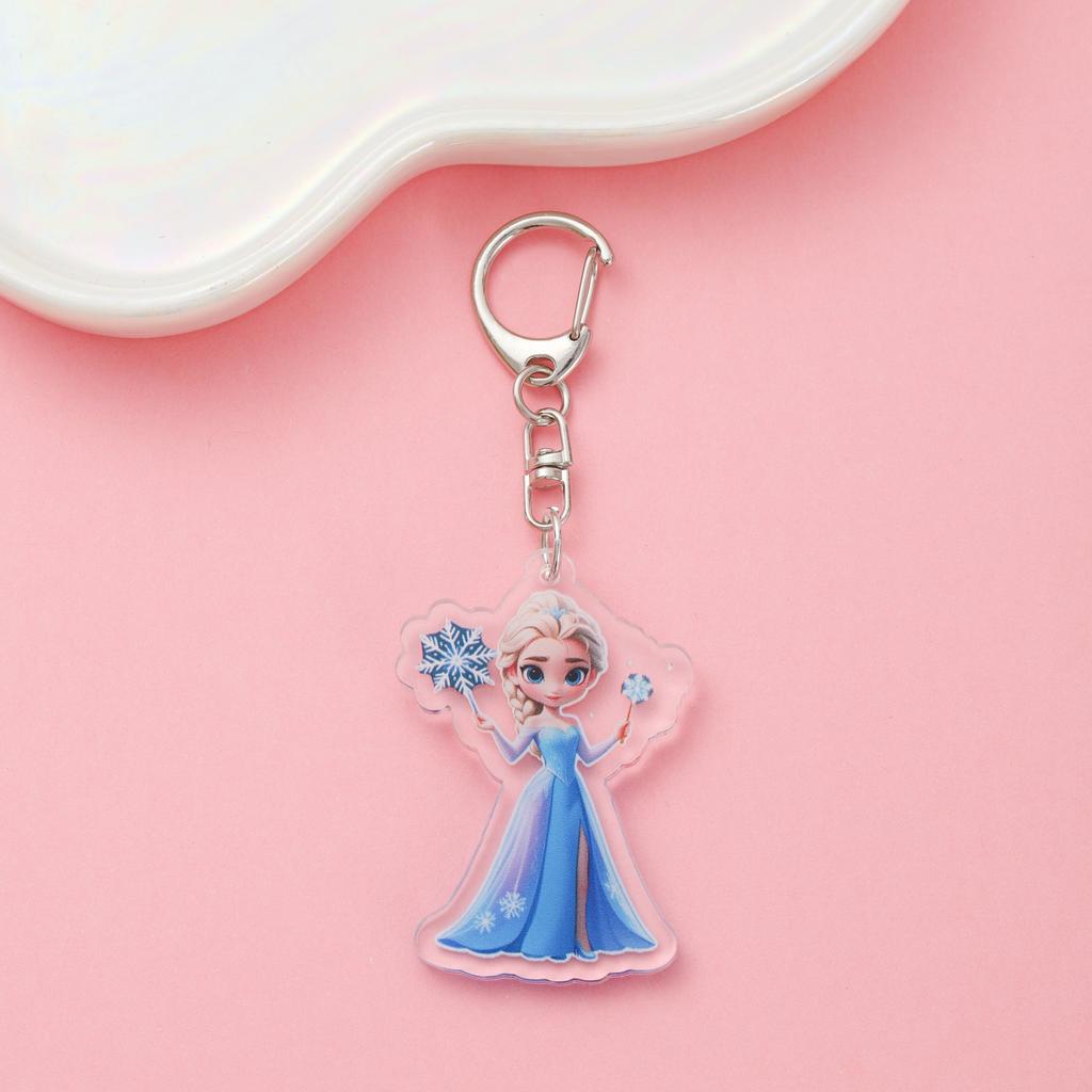 1/9Pcs Disney Princess Frozen Elsa Acrylic Keychain Cute Backpack Pendant Funny Bag Charms Accessories Decoration Holiday Gifts